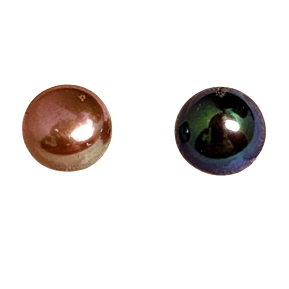 VINTAGE MISMATCHED HAITIAN PEARL STUD EARRINGS – 925 STERLING SILVER, AS-IS - Picture 1 of 14